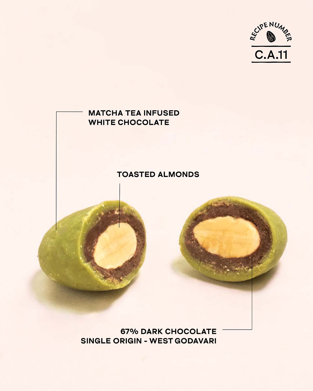 Dark Chocolate & Matcha Almond Chocolate Dragees - 62% Dark & White
