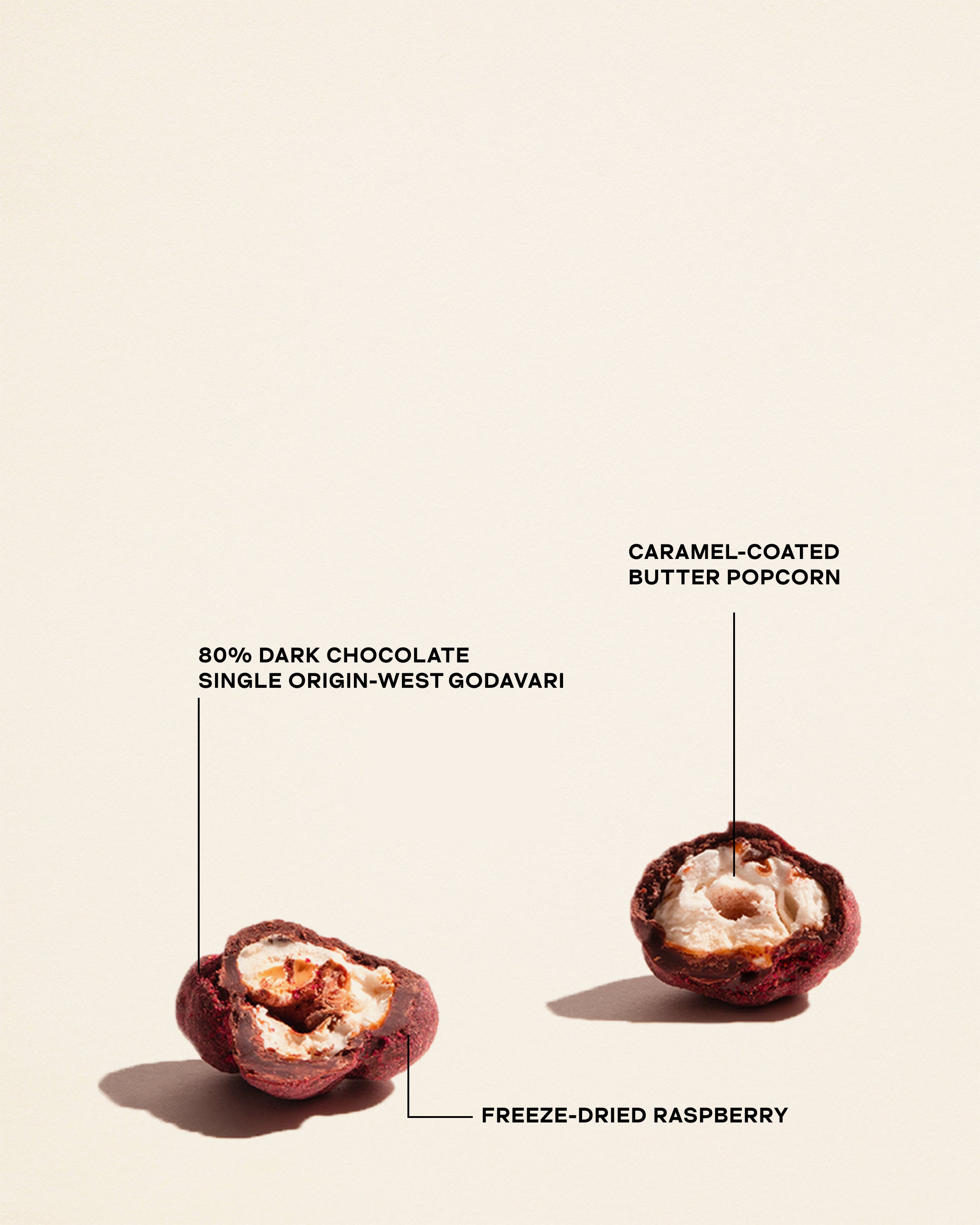 Raspberry Chilli Chocolate Popcorn Dragees - 80% Dark