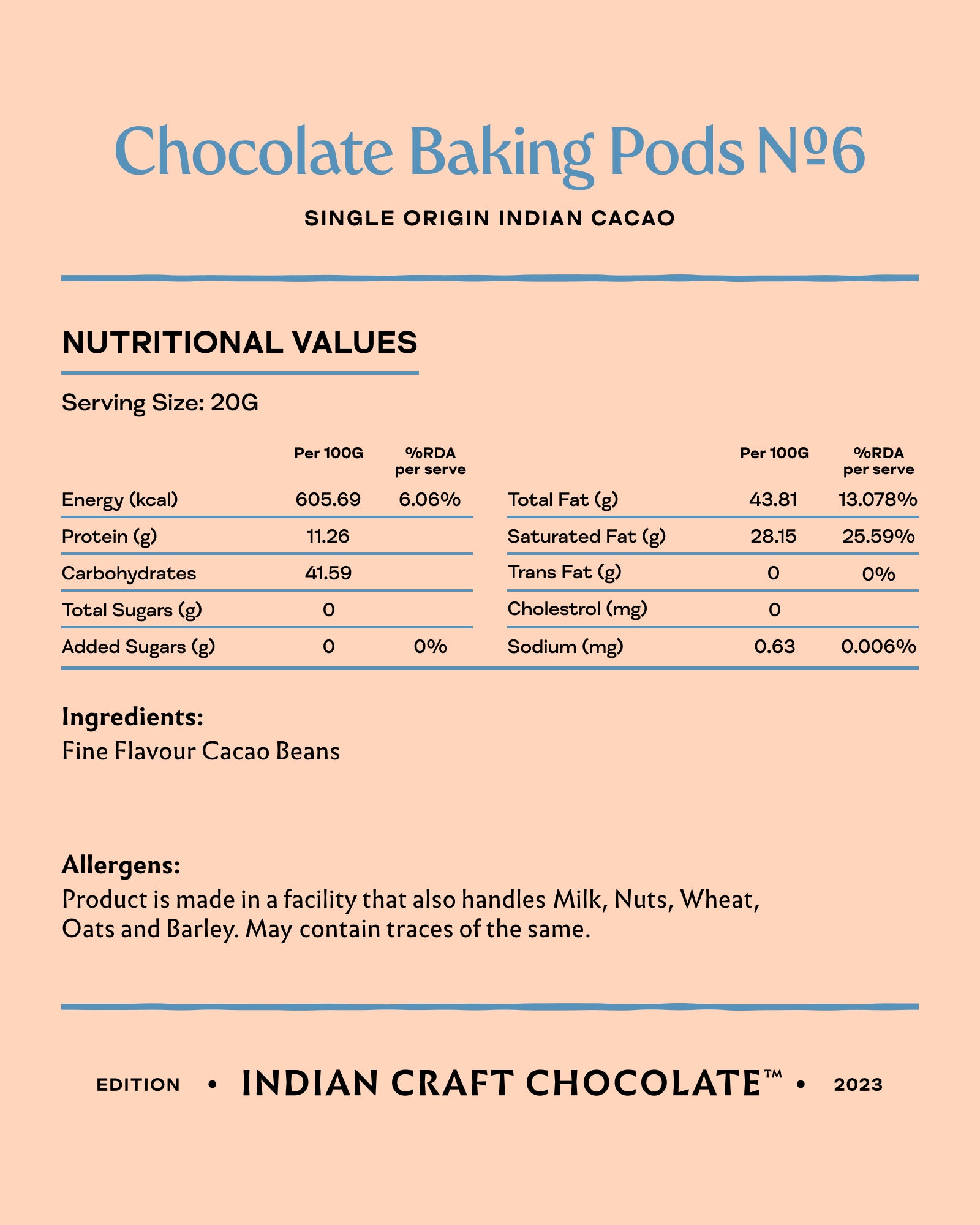 Chocolate Baking Pods No. 6 - 100% Super Dark