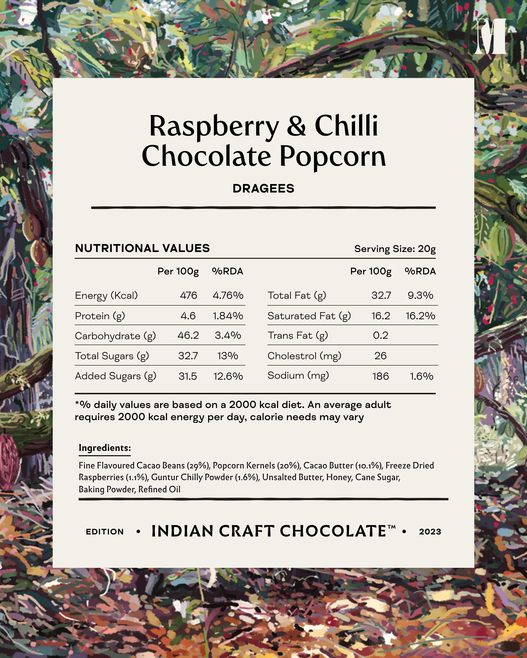 Raspberry Chilli Chocolate Popcorn Dragees - 80% Dark