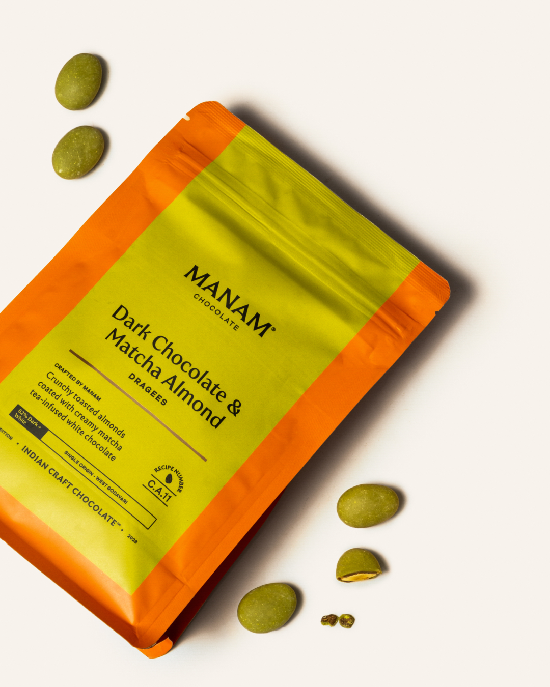 Dark Chocolate & Matcha Almond Chocolate Dragees - 62% Dark & White