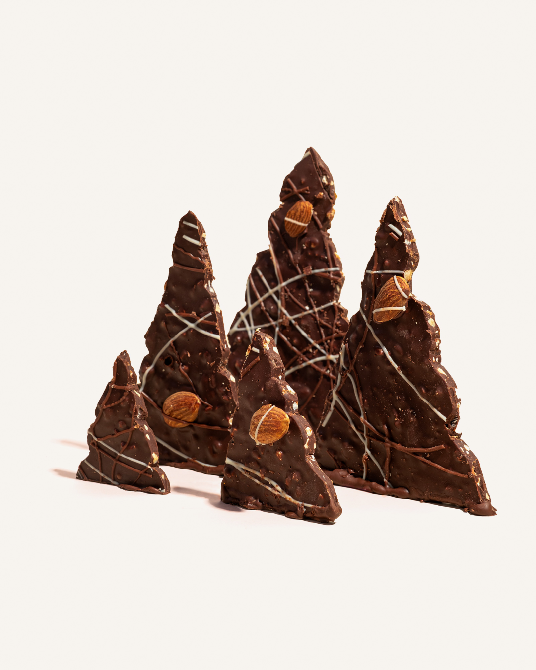 Triple Chocolate Almond Barks - 60% Dark & 45% Milk & White