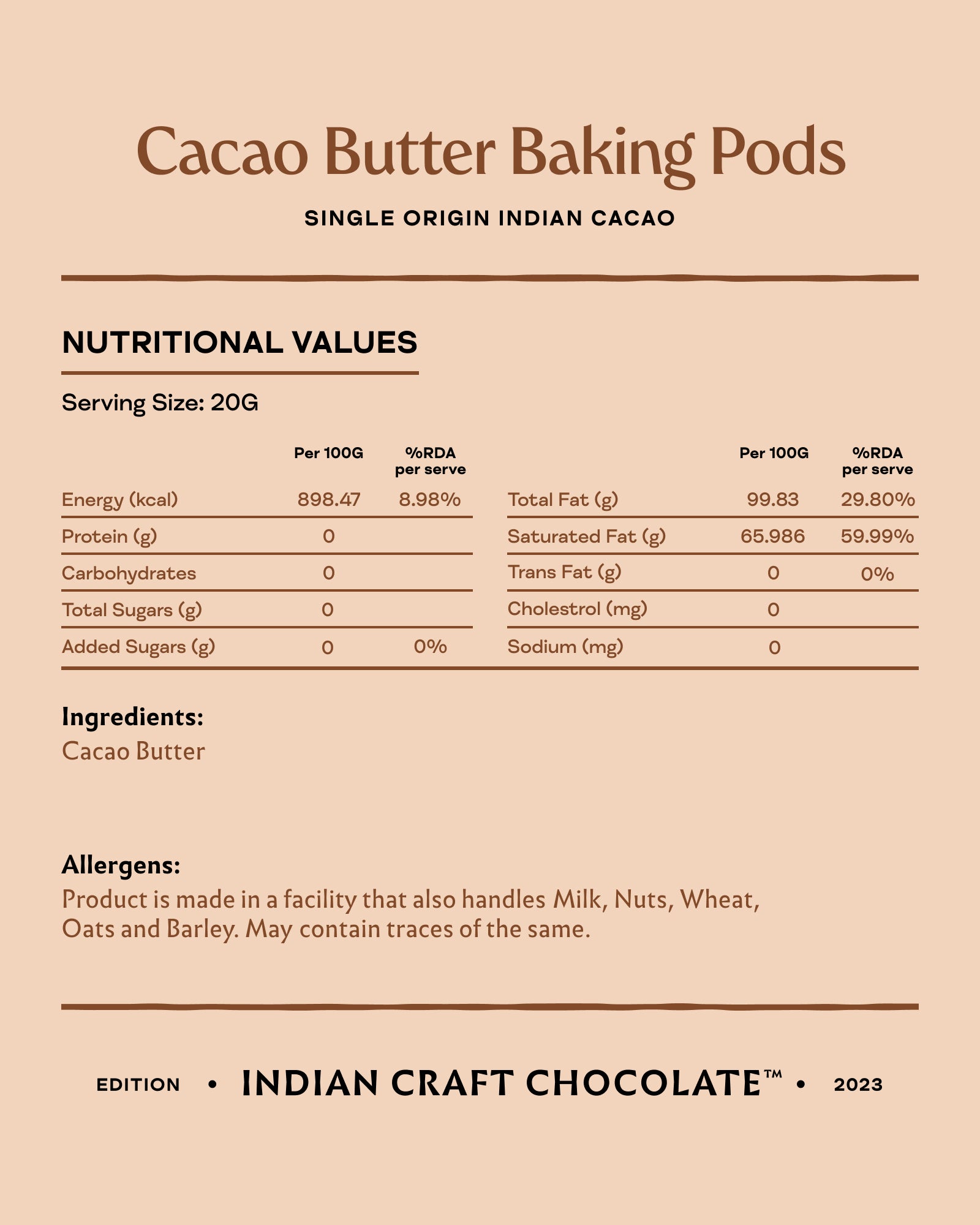 Cacao Butter Baking Pods