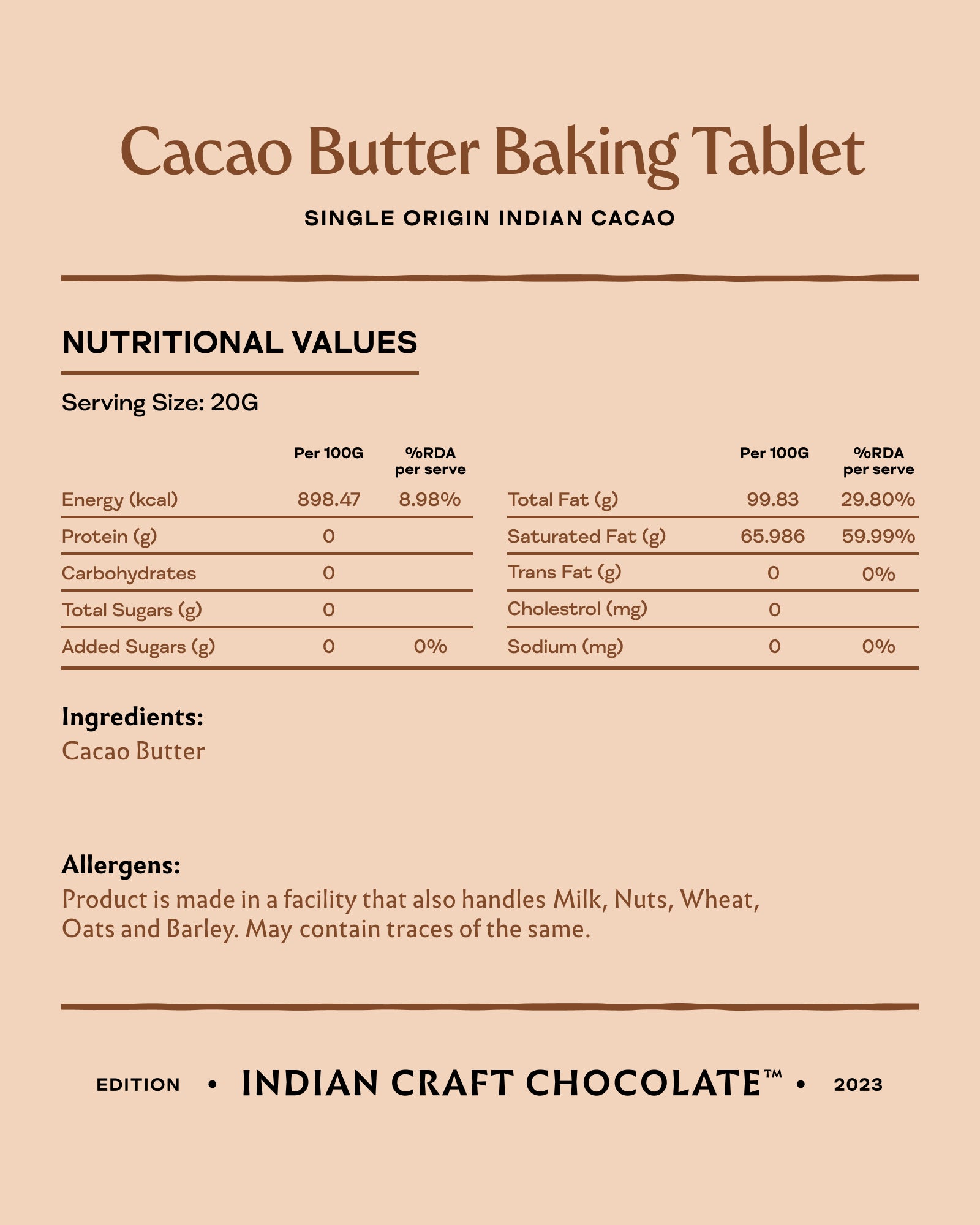 Cacao Butter Baking Tablet