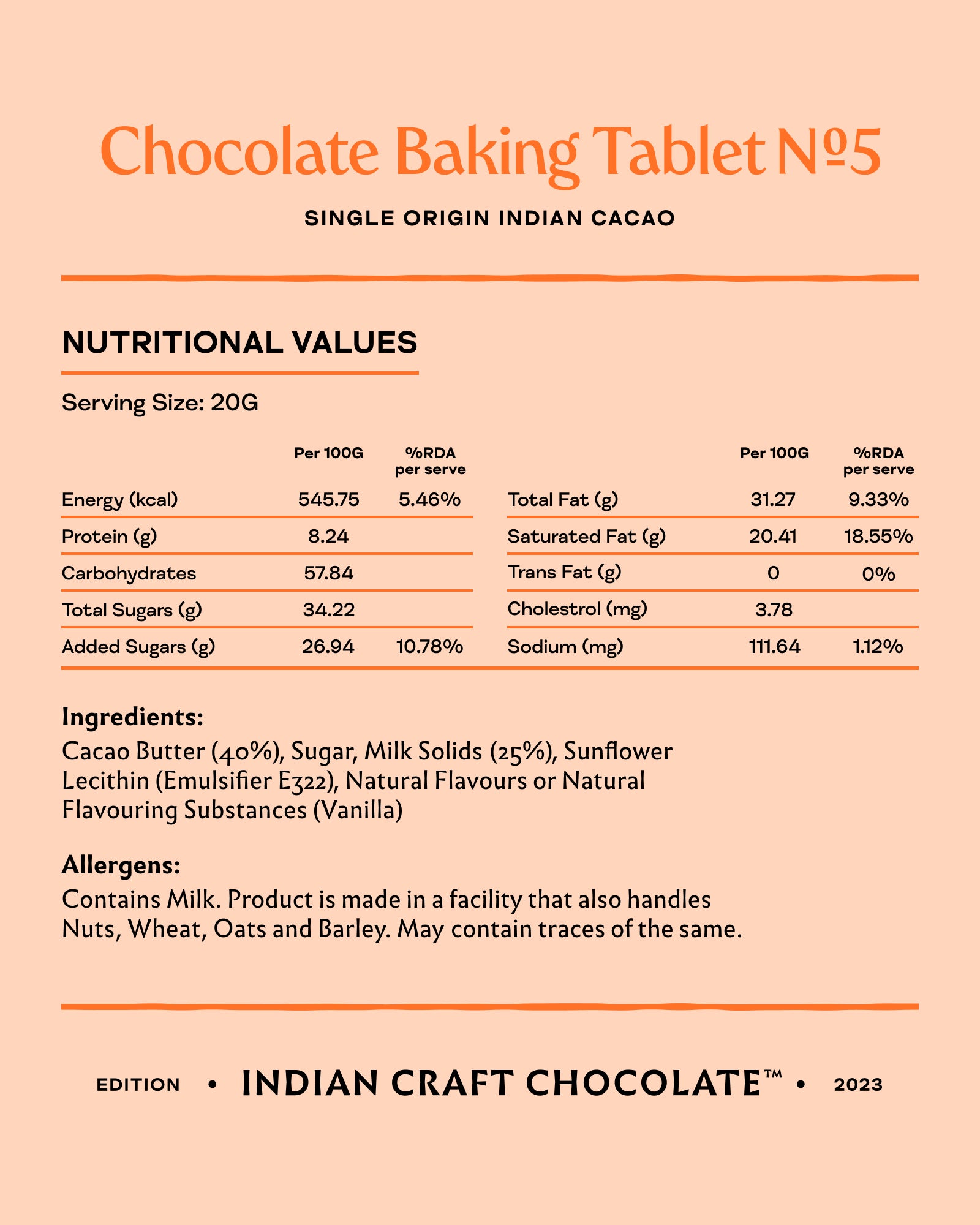 Chocolate Baking Tablet No. 5 - White