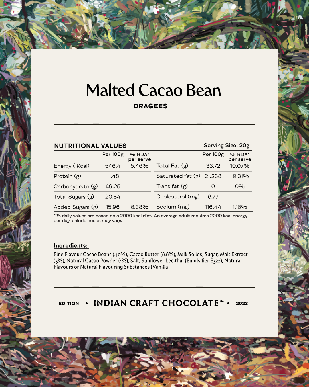 Malted Cacao Beans Chocolate  Dragees - 43% Malt Milk