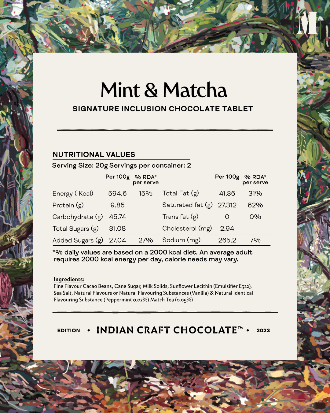 Mint & Matcha Inclusion Tablet - 66% Dark & White