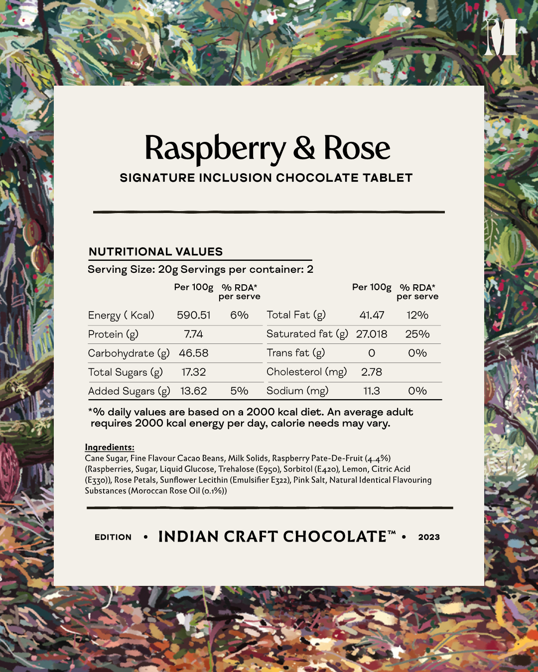 Raspberry & Rose Inclusion Tablet - 67% Dark & White