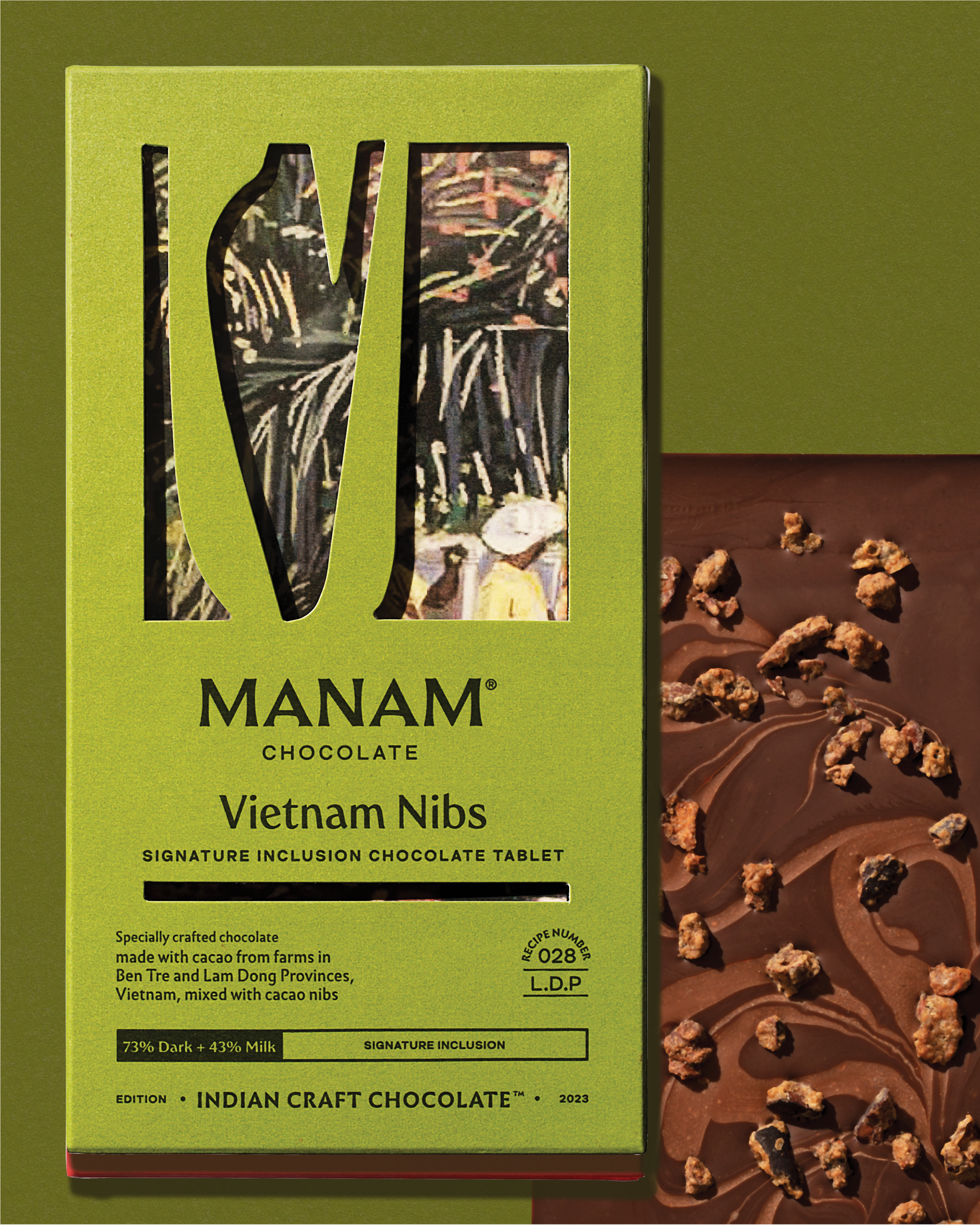 Vietnam Nibs Inclusion Tablet -  73% Dark & 43% Milk